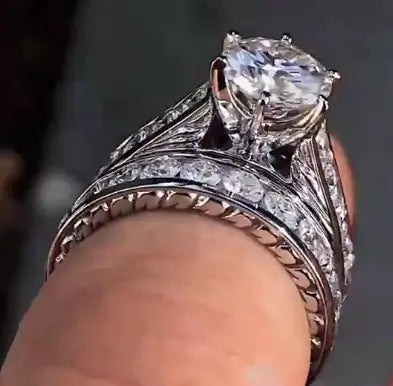 Platinum Plated Zircon Couple Rings Set